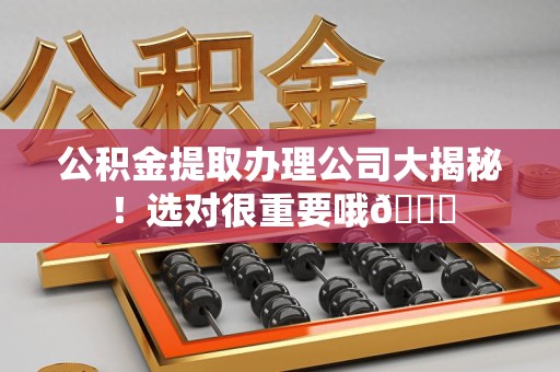 宿州公积金提取办理公司大揭秘！选对很重要哦😎